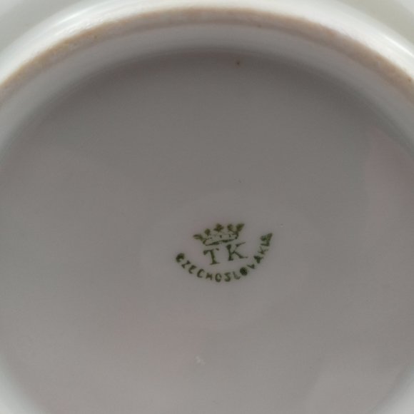 Vintage TK Czechoslovakia Sugar Bowl Hand Painted Pink Floral Design Gold Trim - Picture 8 of 8